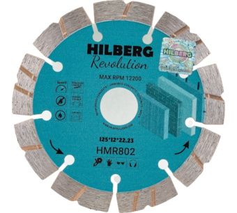 Диск алмазный сегментный по бетону кирпичу 125*12*22.23 мм Revolution Hilberg Hilberg HMR802