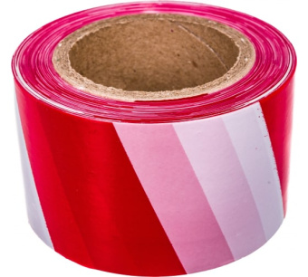 Лента сигнальная бело-красная 75 мм*200 м СИБРТЕХ