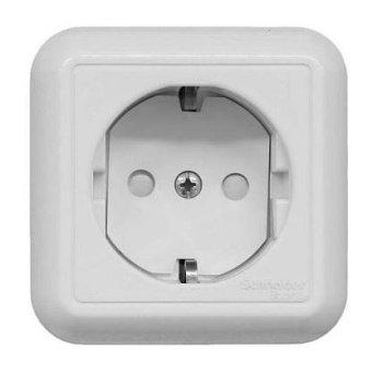 Розетка ОП 1-мест з/к з/ш монт.пл. "Прима" Белый (упак.111) RA16-003-1M-B