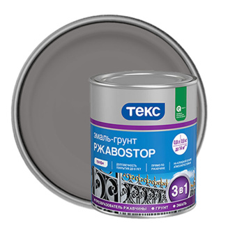 Грунт-эмаль ТЕКС 3в1 РЖАВОSTOP ПРОФИ серый 0,9 кг