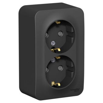 Розетка ОП 2-мест. з/к, з/ш, изолир.пл. 16А, 250В, антрацит BLANCA Розетка ОП 2-мест. з/к, з/ш, изолир.пл. 16А, 250В, антрацит BLANCA