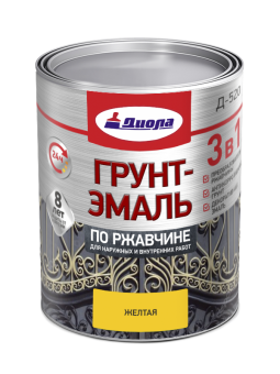 Грунт-эмаль 3 в 1 по ржавчине Диола-520 жёлтый 0,8 кг