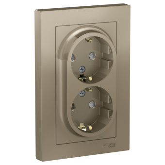 Розетка СП 2-мест. з/к з/ш 16А шампань ATLASDESIGN Розетка СП 2-мест. з/к з/ш 16А шампань ATLASDESIGN