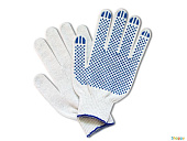 Перчатки х/б с ПВХ 10 класс вязки 4-х нитка белые Перчатки х/б с ПВХ 10 класс вязки 4-х нитка белые