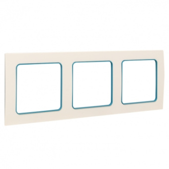 Стокгольм Рамка 3-местная белая с линией цвета синий EKF PROxima