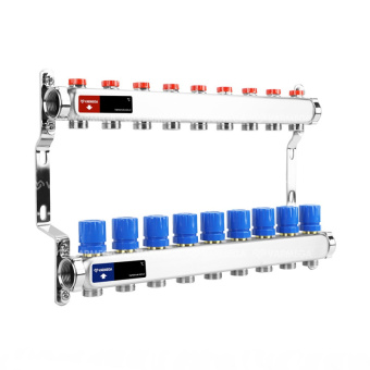 Блок коллекторный с настроечными клапанами 1 "хЗ/4"х 9  (без концевиков)  (Varmega)