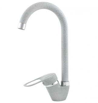 Смеситель для кухни Однорыч. высокий излив, бок.ручка, карт.40мм СЕРЫЙ (латунь) RUSANT PC-К 331-03