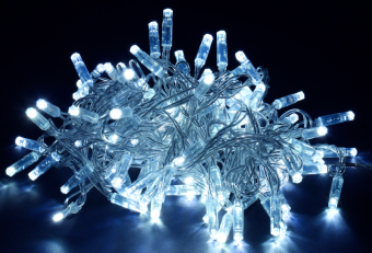 LIGHTING Гирлянда нить 20м 200 светодиодов белый свет IP44 прозрачный шнур 3м 230В контроллер 8 сцен