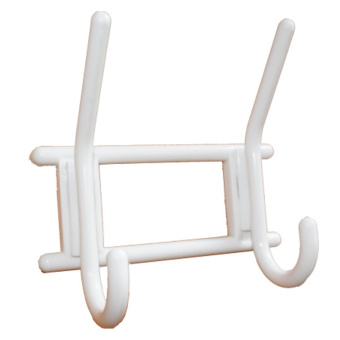 Вешалка 2-х крючковая  снежно-белая, пластмасса