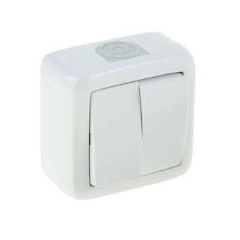 Выключатель ОП 2 кл. Alfa IP44 цвет белый (упак. 15 шт.)