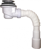 Сифон д/душ.поддона 1 1/2 х 50/60 с гиб.трубой 40х40/50 хром клик-клак, h 67-73мм (V415) "Aquant"