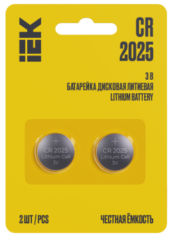 Элемент питания Optima CR2025 (упак.2шт) IEK выписывать кратно упак. цена за упак. (400/20/2)