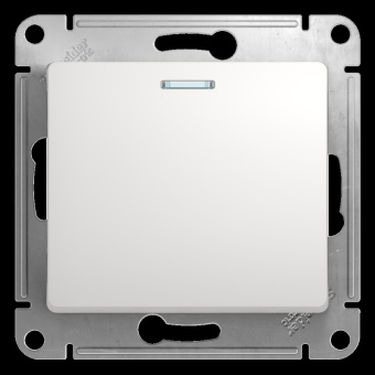Механизм Выключателя СП 1-кл. с подсветкой белый "GLOSSA" (упак.20) GSL000113