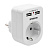 Сетевой адаптер с заземлением (+ 2 USB 2,1А), 250В, 16A, ADP16-24-20, белый