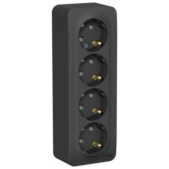 Розетка ОП 4-мест. з/к, з/ш, изолир.пл. 16А, 250В, антрацит BLANCA