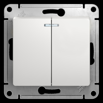 Механизм Выключателя СП 2-кл. с подсветкой белый "GLOSSA" (упак.20) GSL000153