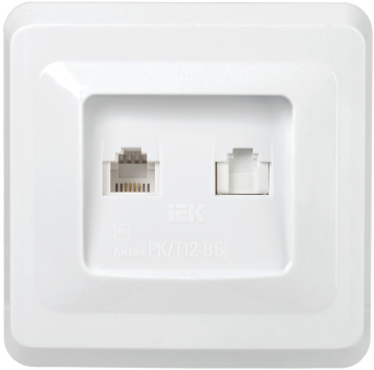 РК/Т12-ВБ Роз. 2-ая комп. и телеф. RJ11/RJ45 ВЕГА белый IEK РК/Т12-ВБ Роз. 2-ая комп. и телеф. RJ11/RJ45 ВЕГА белый IEK