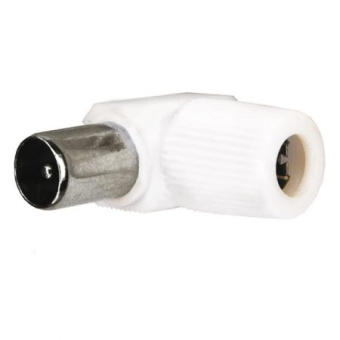 Штекер TV антенный угл. белый без пайки, инд. упаковка Джетт