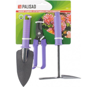 Набор садового инструмента с секатором пластиковые рукоятки 3 предмета  STANDARD Palisad
