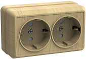 РС22-3-ОС Розетка 2местн. с з/к 16А откр.уст. ОКТАВА (сосна) (упак.216/18)