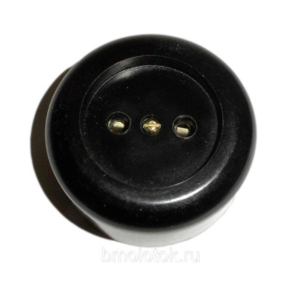 Розетка ОП 1-мест. с подпр. конт. круглая Черный 10А/250В (упак.200) РА10-007 Розетка ОП 1-мест. с подпр. конт. круглая Черный 10А/250В (упак.200) РА10-007