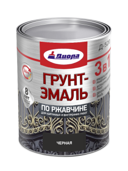 Грунт-эмаль 3 в 1 по ржавчине Диола-520 чёрный 5 кг