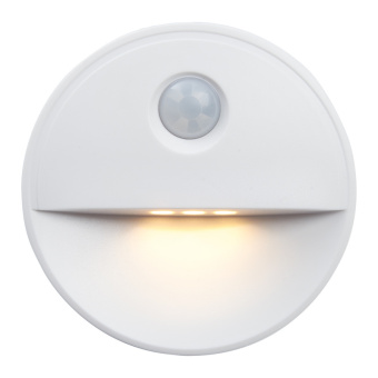 Светильник с датчиком движения 2LED 0,5W (3хААА в комплект не входят) 3м , IP20, 72*72*25mm, круг, б