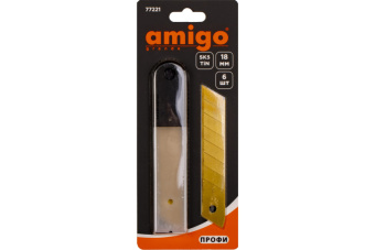 Лезвия для ножа Amigo Grande 18 мм TIN 6 шт