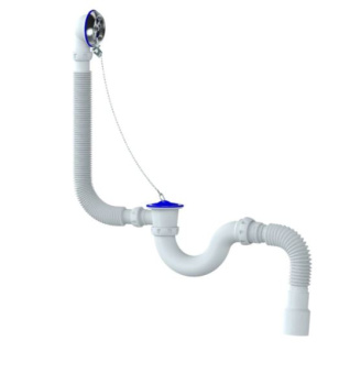 Сифон для ванны 1 1/2 х 40, мет.реш. с переливом и гибкой трубой 40-40/50 (S32) "UNICORN" Сифон для ванны 1 1/2 х 40, мет.реш. с переливом и гибкой трубой 40-40/50 (S32) "UNICORN"