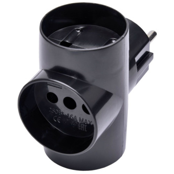 Сетевой разветвитель, 250В, 10A, IP20, черный, ADP10-15-20