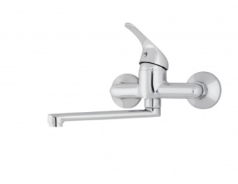 Смеситель для кухни однорычажный, излив 20 см (L), пристенный, карт. 40 (латунь) RUSANT PC-К 52-01