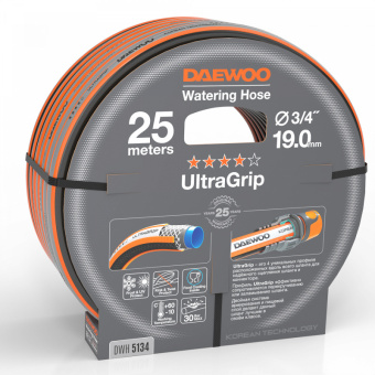 Шланг поливочный армированный 4 слоя DAEWOO UltraGrip 3/4" 25м