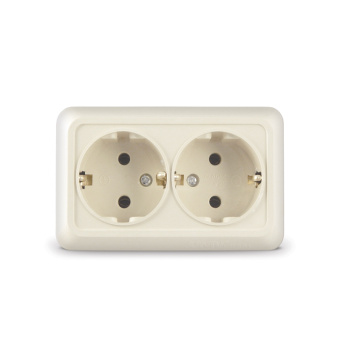 Розетка ОП 2-мест. з/к 16А 220В бежевая серия "Олимп" UNIVersal