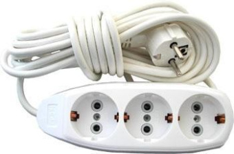 Сет. удл. Jett (ДЖЕТТ) ПВС 3х0.75 3 роз.  5 м 16А белый, земля РС-3