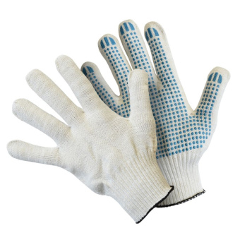 Перчатки х/б с ПВХ 10 класс вязки 5 нитей белые Fiberon