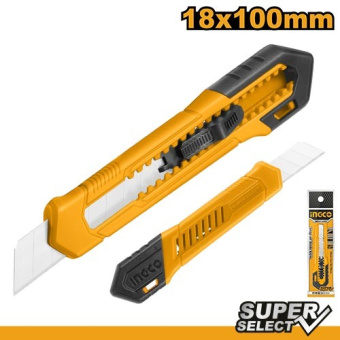 Нож 18 мм выдвижное лезвие INGCO HKNS16001