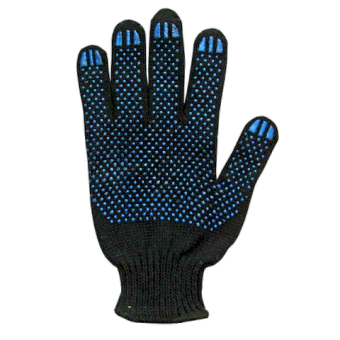Перчатки черные х/б с ПВХ 10 класс вязки