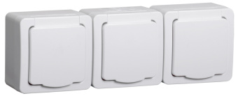 Розетка ОП 3-мест. з/к с крышкой белый IP54 ГЕРМЕС PLUS РСб23-3-ГПБб (упак.40/4)