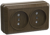 РС22-2-ОД Розетка 2местн. без з/к 10А откр.уст. ОКТАВА (дуб) (упак.288/24)