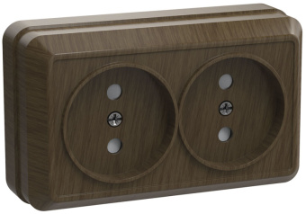 РС22-2-ОД Розетка 2местн. без з/к 10А откр.уст. ОКТАВА (дуб) (упак.288/24)