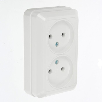 Розетка ОП 2-мест. без з/к без з/ш 7102-W BOLLETO белая ASD (упак.200/10)