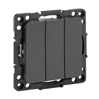 Стокгольм Механизм Выключателя 3-кл. 10А черный EKF PROxima