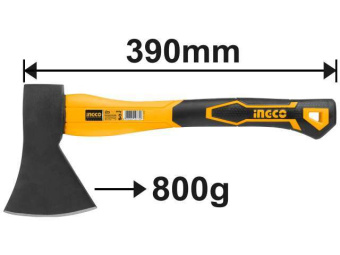 Топор 800 гр с фиберглассовой ручкой INGCO HAX0208008