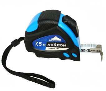 Рулетка 7,5 м*25 мм НЕЙЛОН АВТОСТОП VERTEXTOOLS