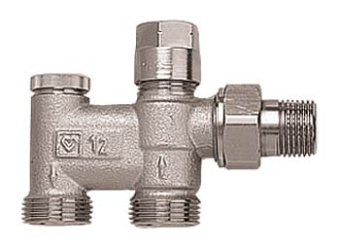 Узел подключения 1/2"х3/4"  для двухтруб. систем с запиранием и настройкой "ГЕРЦ" Узел подключения 1/2"х3/4"  для двухтруб. систем с запиранием и настройкой "ГЕРЦ"