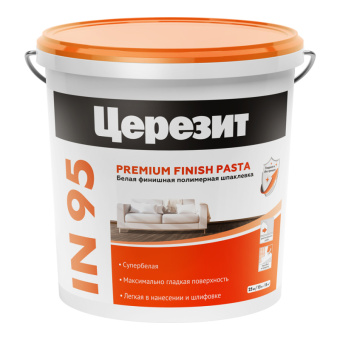 Белая финишная полимерная шпаклевка ЦЕРЕЗИТ IN 95, 25 кг