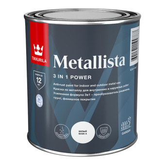 Краска по ржавчине Tikkurila METALLISTA черная глянцевая 0,8л
