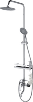 Душевая система (смеситель с коротким изливом, стойка, верхний душ, ручной душ) «CALORIE»