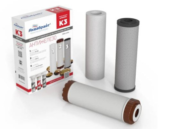 Комплект картриджей К-3 Обезжелезивание  (ПП-5М, УГП-10, ФП-10) "Аквабрайт" (5)