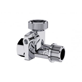 Кран  шаровой  трёхпроходной 1/2"х3/4"х1/2" в/н/н  флажок никель "Valogin" (16)